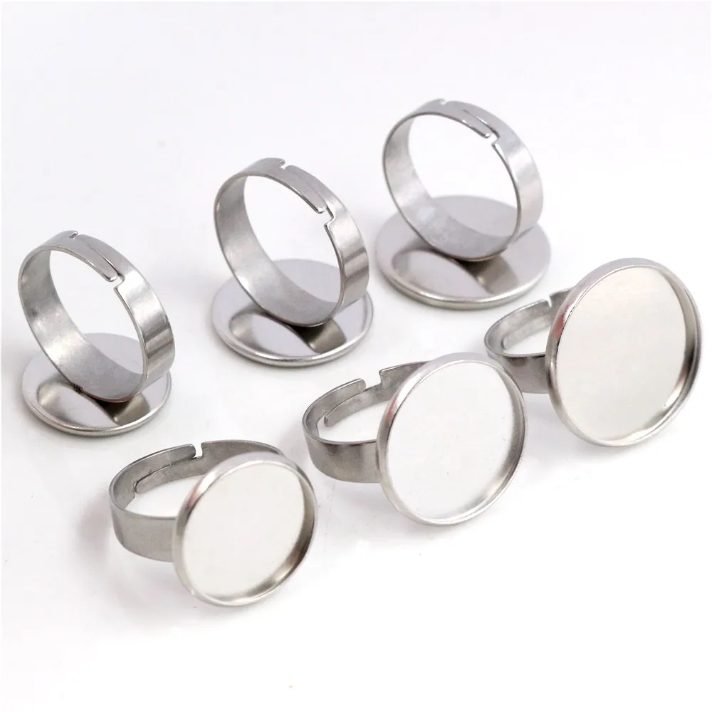 10/12/14/16/18/20/25mm No Fade Stainless Steel Adjustable Ring Settings Blank/Base,Fit 10-25mm Glass Cabochons