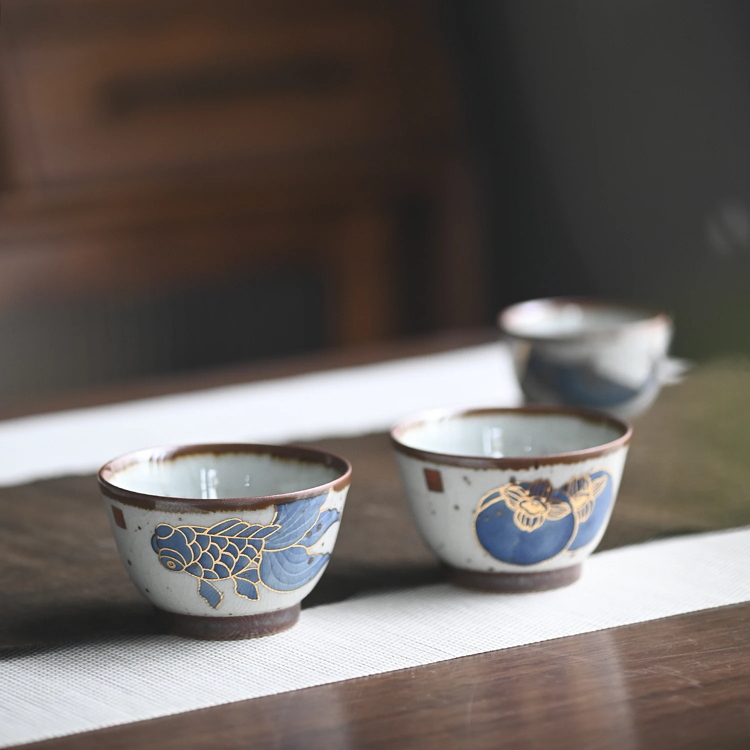 ★of the jingdezhen blue and white your kiln under the glaze teacup cracked can raise the glass sample tea cup single cup