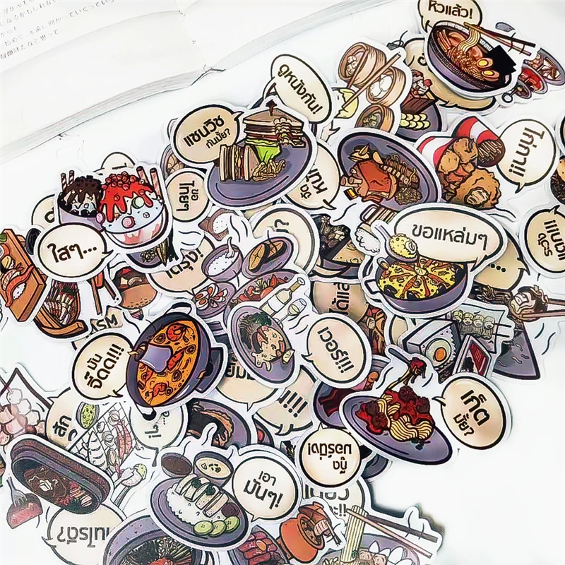 Stickers 40pcs Cute Food Package Hand Books Cartoon Diary Creative Diy Tiny Translucent DIY Craft Photo Albums