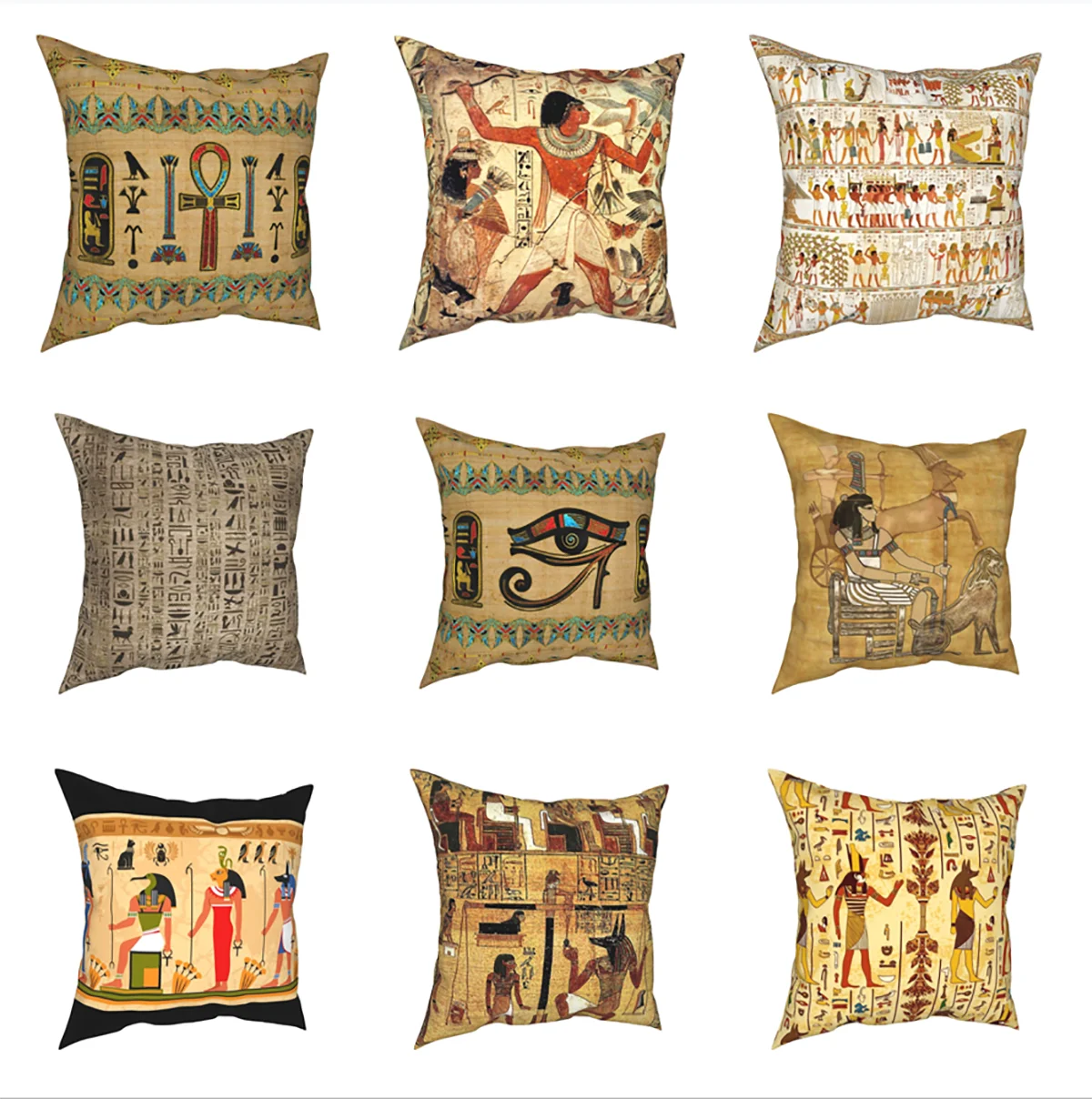 Ancient Egyptian Pillow Covers Room Egypt Gods Hieroglyphs Deities Cushion Cover Funny Home Decoration Pillow Cover 40*40cm