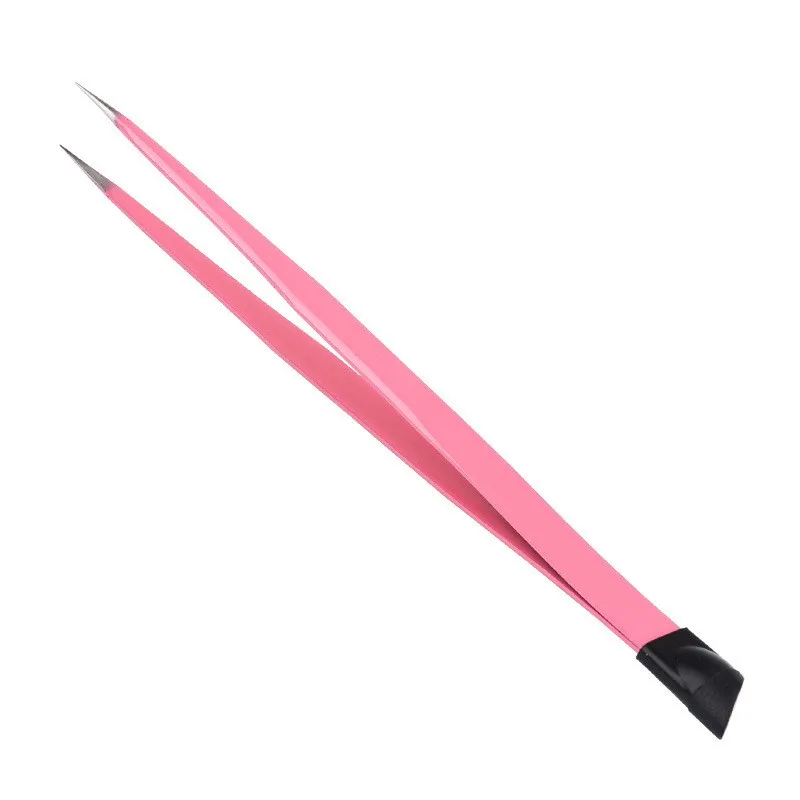 Eyebrow Nail Tweezers with Silicone Pressing Head for 3D Sticker Rhinestones Water Sticker Picker Metal Nails Tool T0541
