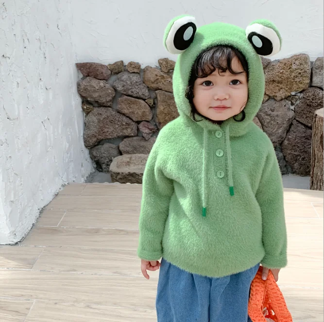 Kids Animal Frog Chick Spring Wear Autumn Winter Cotton Sweater Top Baby Children Clothing Boys Girls Knitted Cardigan Sweater