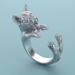 Drop shipping adorable retro Chihuahua dog Ring free size cute animal hippie Chihuahua dog Ring jewelry for women