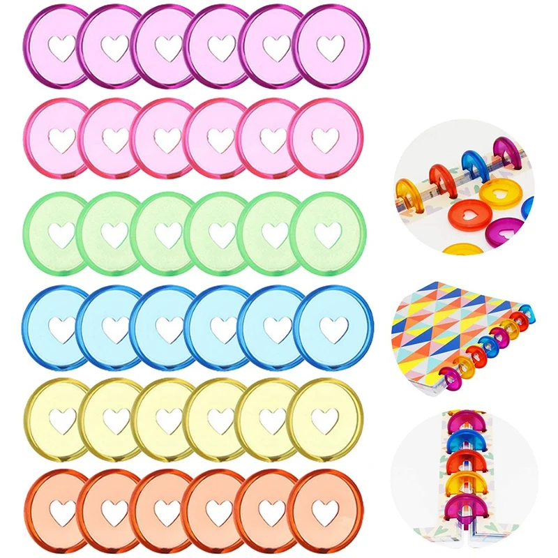 60 Pcs 24mm Plastic Book Binding Discs, Discbound Expansion Discs, Heart Binder Rings Mushroom Hole for DIY Notebooks