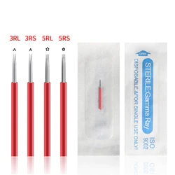 100pcs Tattoo Eyebrow Needles 3R/3RS/5R/5RS Stainless Steel 0.25mm for Manual Pen Permanent Makeup Microblading Eyebrow Pen
