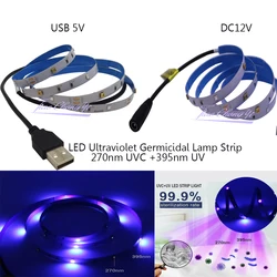 DC12V 5V LED Ultraviolet Germicidal Lamp Strip  2835 SMD UVC+UV 270nm+395nm UV270nm+395nm light Tape