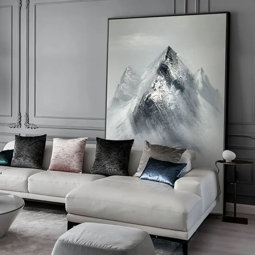 Handmade Abstract Artwork Picture, Oil Painting on Canvas, Frameless Artwork, Classroom the Corridor Decor, Ice Snow Mountain