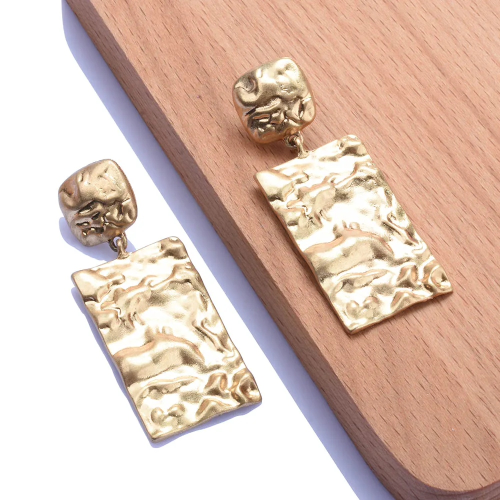 2025 New Golden Geometric Square Metal Dangle Earrings Women Indian African Statement Hip Hop Punk Large Earrings Jewelry image 6