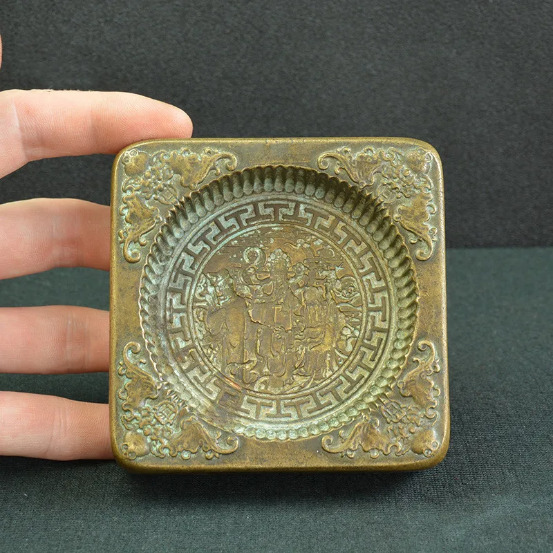 Folk carvings of the Qing Dynasty,  Pure copper cake mould made by Qianlong Li Yuyuan Fulu Shoutu cake mould