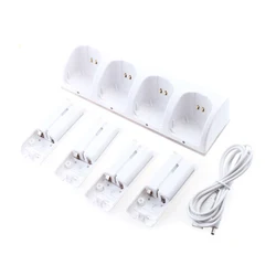 4pcs 2800mAh Rechargeable Batteries+Quad 4 Charger Dock Station Kit For Wii Controller Wii Remote Controller White Charger