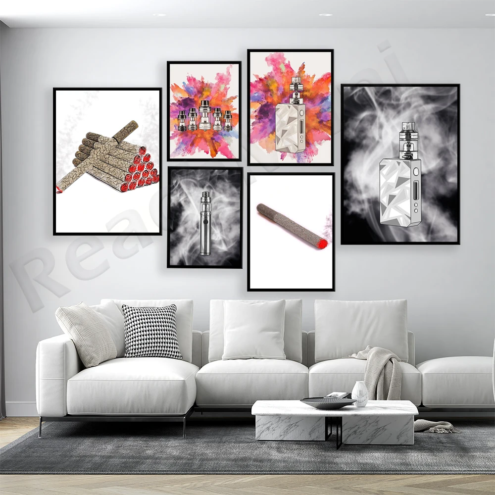 Isolated Cigarette, Vape Stick Smoke Wall Art Print Poster Canvas Painting Living Room Home Decor Picture