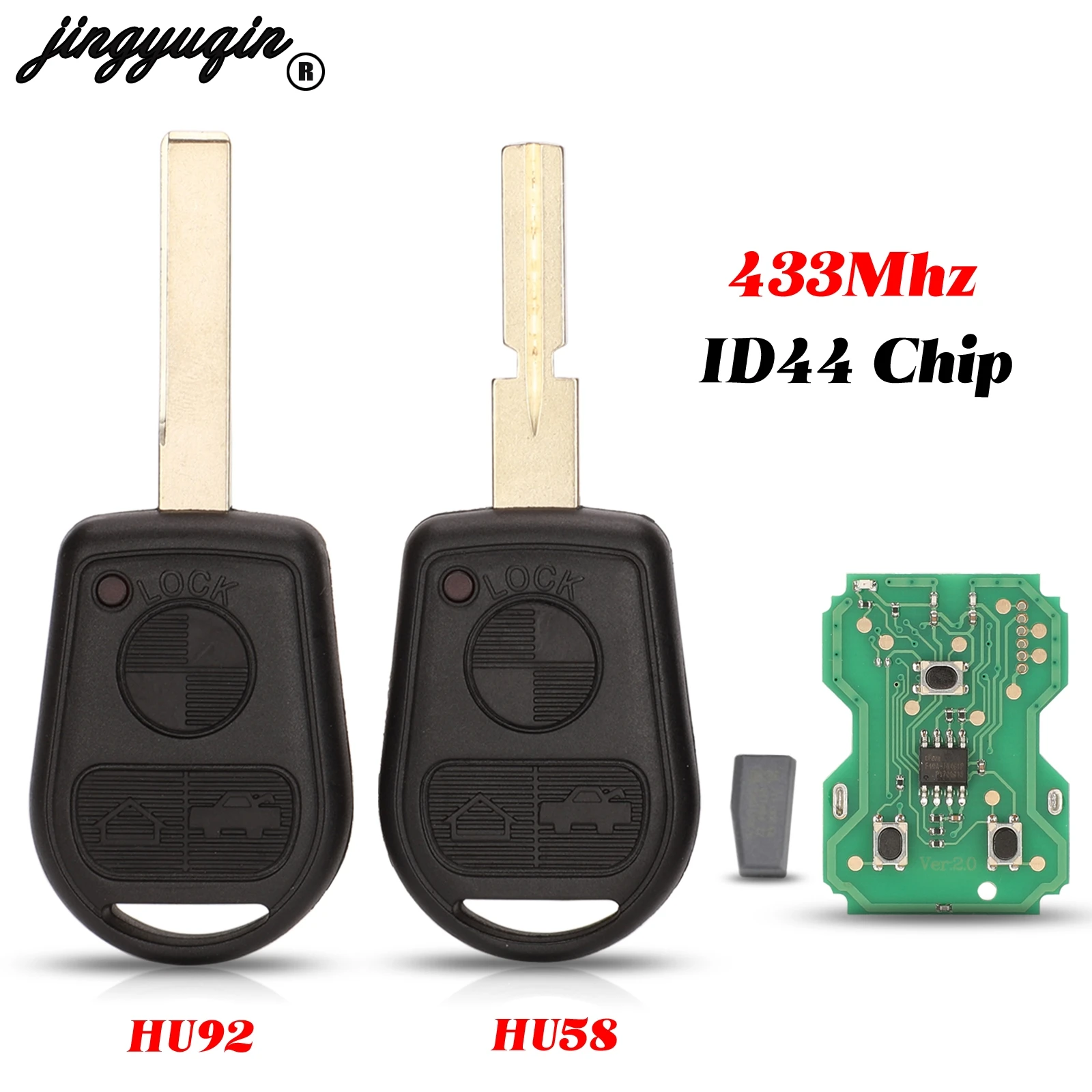 jingyuqin For BMW Z3 E31 E32 E34 E36 E38 E39 E46 Z3i Smart Remote Car Key 433Mhz PCF7935 Chip Fob 3 Buttons HU92 HU58 Blade