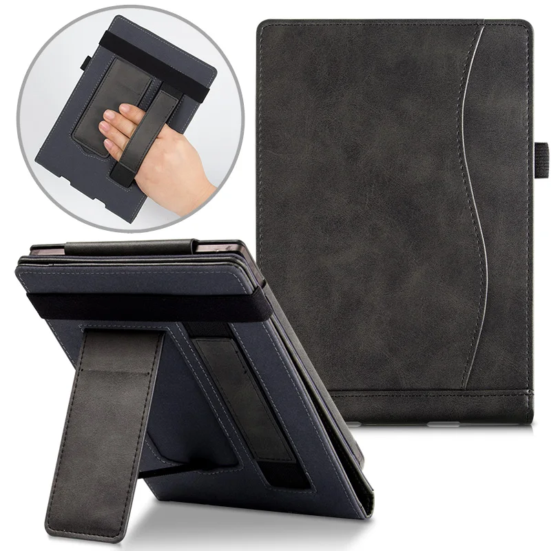 Stand Case for PocketBook 623/624/625/626 Plus/640/641 e-Reader - Premium PU Leather Sleeve Cover with Hand Strap