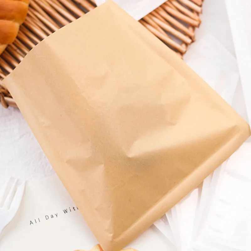 100 Stück Einweg-Snackverpackungen aus Kraftpapier, fettdichte Verpackungsbeutel für Sandwiches, Brot, Donuts – Detail 4