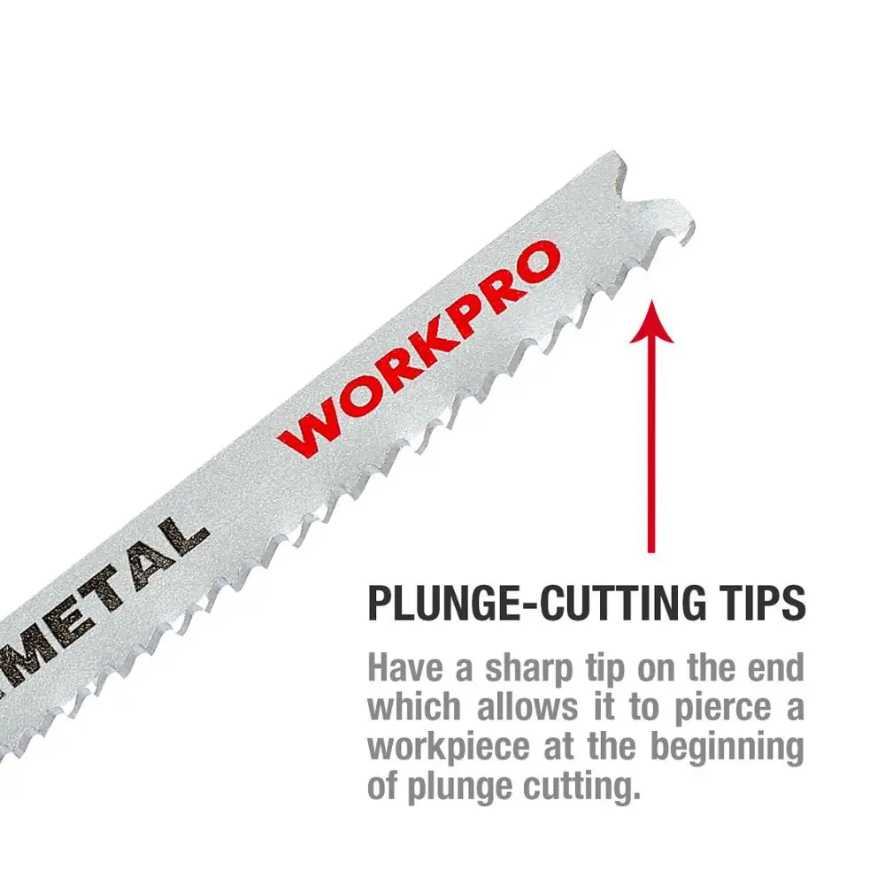 WORKPRO 25PC Saw Blades T-Shank  Jigsaw Blades Assorted Blades for Wood Plastic Metal Cutting Saw Blades Made with HCS/HSS/BIM
