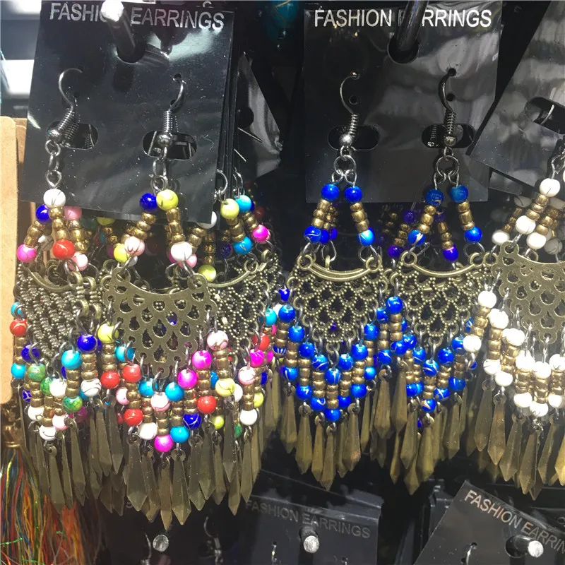 Wholesale10 Pairs Mixed Style Bohemian Acrylic Beads Tassel Drop Earrings Pendant Dangle Earrings for Women Bulk Lots Jewelry