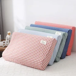 Soft Cotton Latex Pillow Case Cover Solid Color Plaid Sleeping Pillowcase for Memory Foam Pillow Latex Pillow 30x50CM/40x60CM