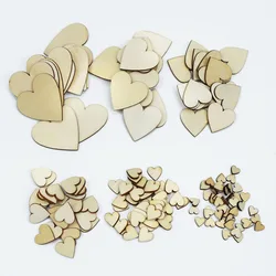 50/100pcs 30-50mm Wooden Love Heart Shaped Confetti Blank Love Natural Craft Supplies for Wedding Valentine's Day Decoration