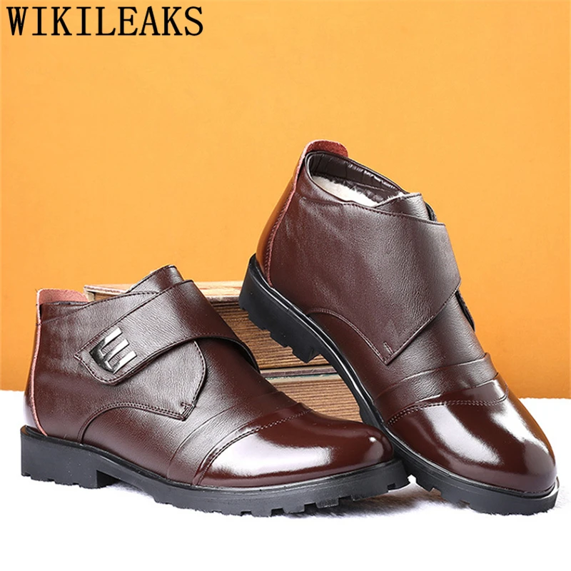 Winter Shoes Men Boots Genuine Leather Ankle Boots Men Snow Boots Black Formal Shoes Men Botas Moto Hombre Buty Meskie Ayakkabı