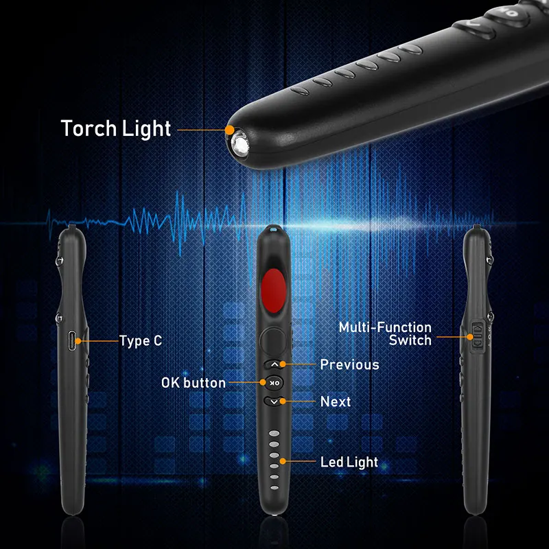 Kamera Anti Mata-mata Mini Pena Detektor Sinyal RF LED WiFi Pemindai Kamera Tersembunyi GPS GSM Radio Pelacak Telepon Audio Bug Pencari Gargets