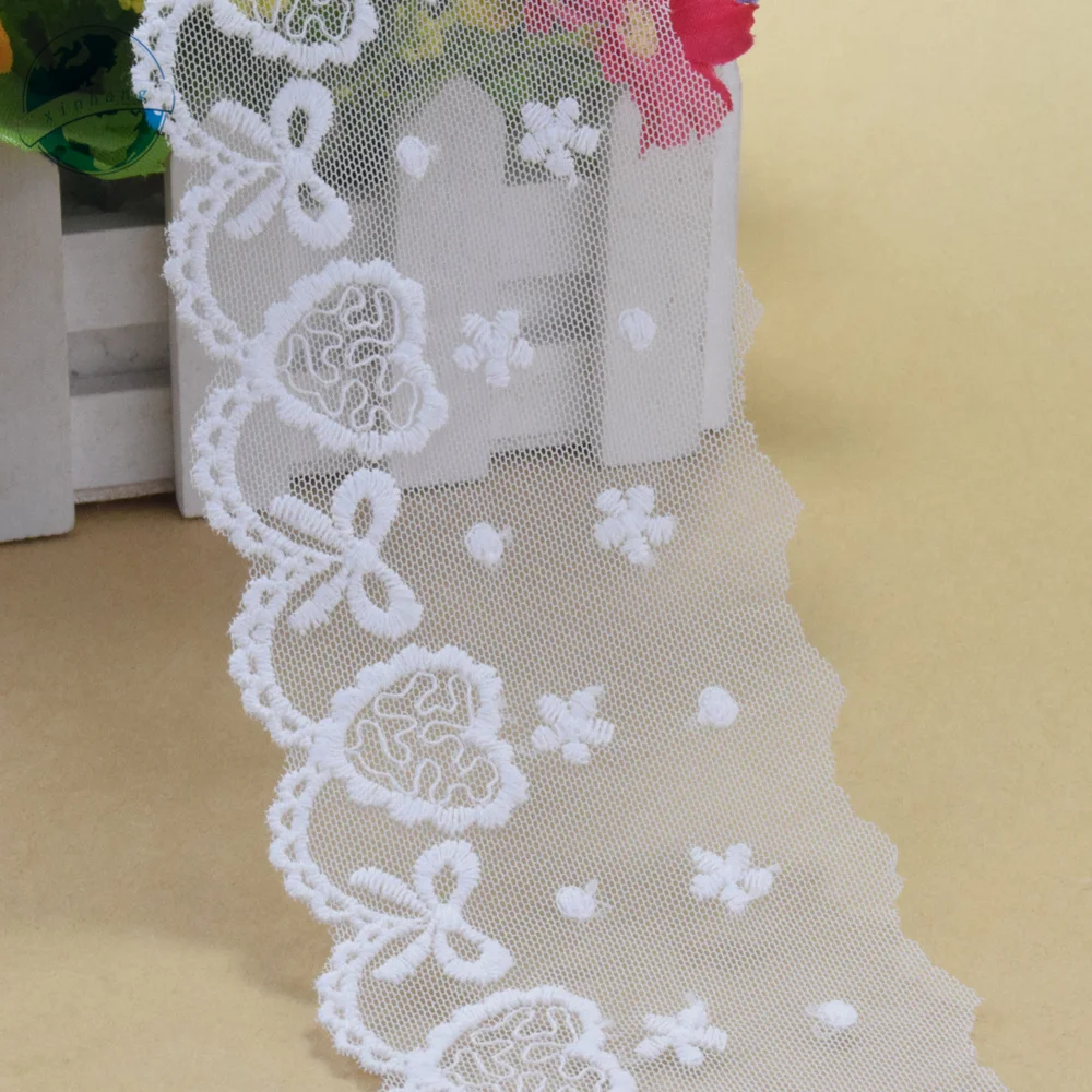 7cm Width White Embroidery Sewing Ribbon Guipure Lace Trim Fabric Warp Knitting Applique DIY Garment Wedding Accessories  #4226