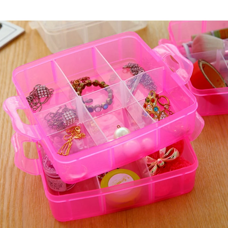 3 Layers 18 Compartments Clear Storage Box Container Jewelry Bead Organizer Case