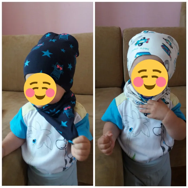 New Winter Children Scarf Hat Sets Cartoon Dinosaur Baby Head Cover Spring Warm Neck Collar Kids Beanies Set Cotton Children Hat