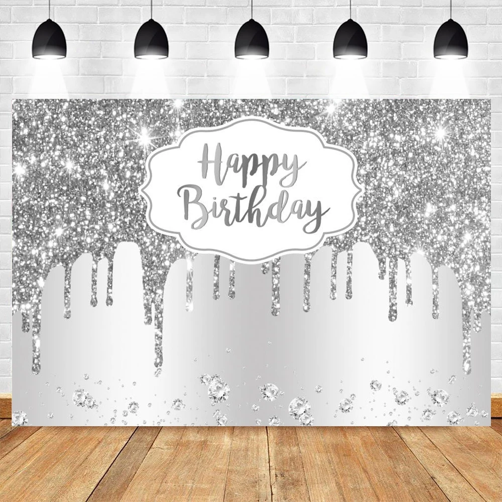 

Silver Glitter Princess Girl Birthday Wedding Backdrop Custom Photography Background Photographic Photophone Photozone Poster