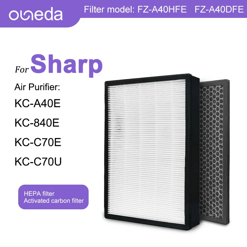 2 pz Sharp purificatori d'aria KC-A40E KC-840E KC-A40TA KC-A840TA KC-C70TA KC-A40Y filtro HEPA FZ-A40HFE FZ-A40DFE filtro deodorante