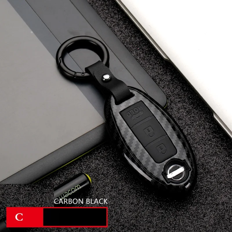 Carbon Fiber ABS Silica Gel Key Case Full-encircling for Nissan Infiniti QX50 Q50L Q60 Q70 QX6 Material for Durability