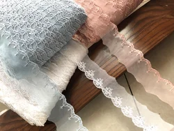 4Yards Light Pink Blue White Baby Lace Trim Embroidery Sewing Crafts Doll Material Lace Edge Skirt 4.5cm wide