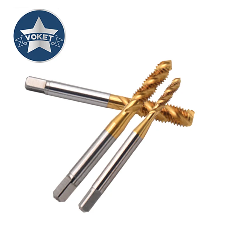 VOKET HSSE-M35 JIS Standard With TIN Spiral Fluted Tap SM S M 3/32 1/8 9/64 11/64 3/16 13/64 1/4 9/32 3/8 Machine Thread Taps