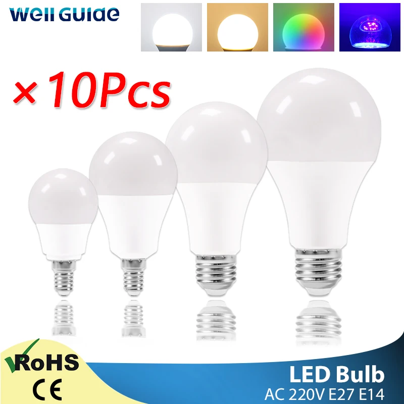 

10pcs LED E27 Light E14 Bulb 3W 6W 9W 12W 15W 20W Composite Aluminum LED Lamp E14 AC 220V 240V Lampada Ampoule Spotlight