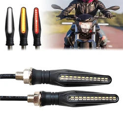 Señales de giro para motocicleta, 12 luces LED, indicador intermitente de agua corriente, señal de parada redTail, luces de circulación diurna blancas