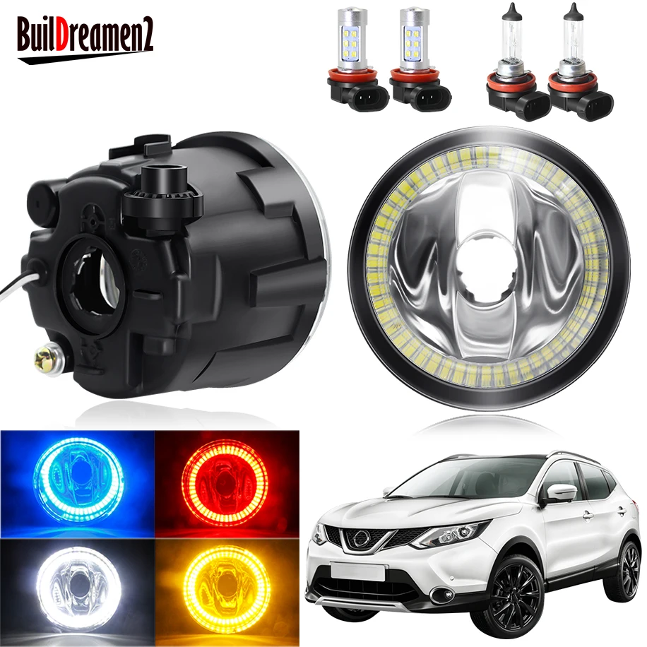 

Противотумансветильник Angel Eye в сборе для Nissan Qashqai J11 J11 _ 2013-2019, противотумансветильник для переднего бампера автомобиля с кольцом Halo DRL 20 Вт 12 В