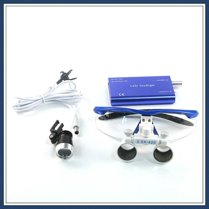 2.5X/3.5X Metal Box Dental Loupe Magnifier Binocular Magnifier Surgery Surgical Medical Operation Loupe Spotlight Head Light