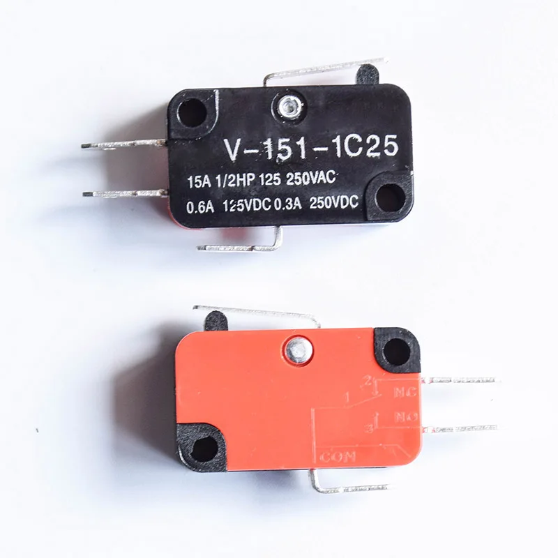 5pcs Microswitch stroke 15A limit switch  V-151-1C25 / 152 / 153 / 154 / 155 / 156 Push Button SPDT Momentary roller Long handle