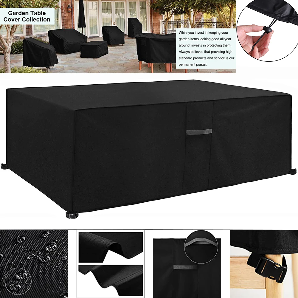 Rectangular Garden Furniture Covers, 420D Oxford Waterproof,Anti-UV,Tear-Resistant Patio Table Chair Cover, Dust Proof Sofa Set