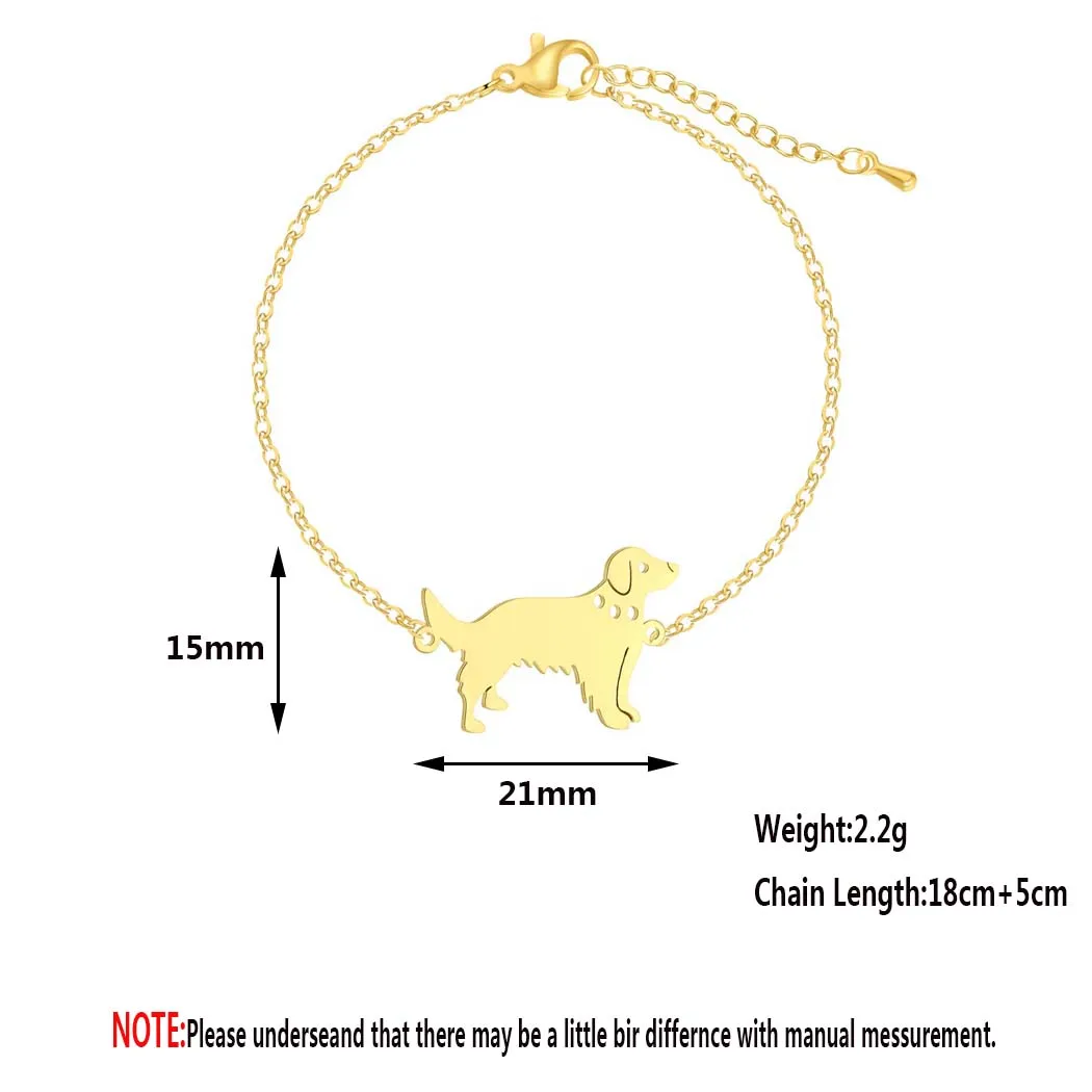 Cxwind Fashion English Bulldog/Schnauzer/Golden Retriever Dog Bracelet  Feminine Jewelry for Women Gifts Charm Bracelet Pulsera