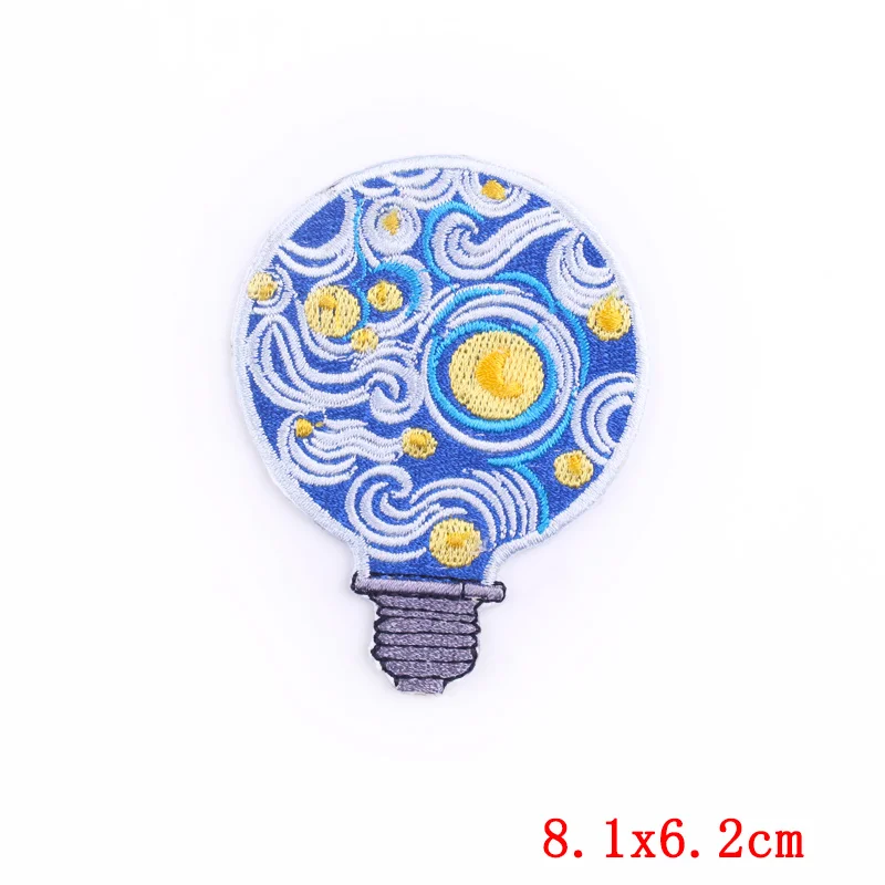 Pulaqi 10PCS Van Gogh Patch Wholesale Patches Iron On Patches For Clothing Stickers Stripe Wholesale Dropship Custom Patch