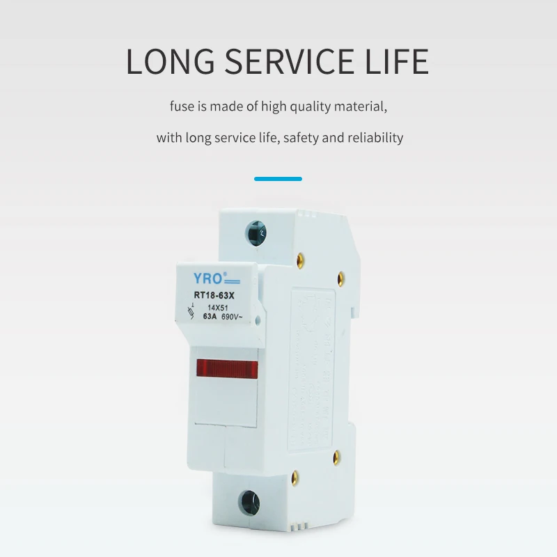 AC 1PC 1P Fuse Base 690V 63A With LED light Matching Fuse 14x51MM R016 only Fuse Base RT18-63X