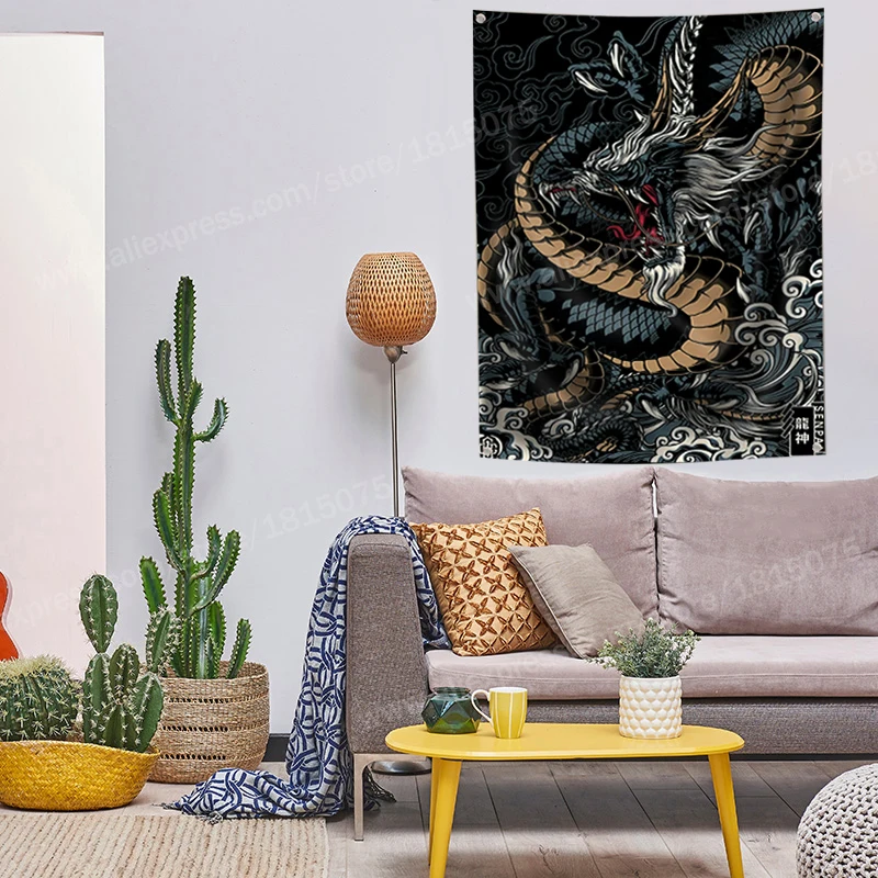 Antica cina drago dio bandiera Banner poliestere 144*96cm appendere al muro 4 occhielli decorazione interna personalizzata