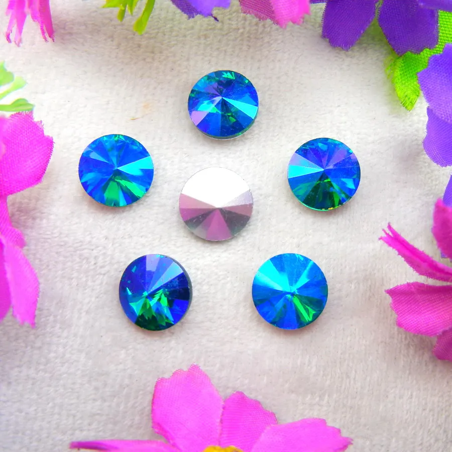 AB Farben 6mm 8mm 10mm 12mm 14mm 16mm 18mm Rivoli Runde Glas-Kristall Aufklebe-Strassperlen Zubehör DIY Verzierung – Detail 18