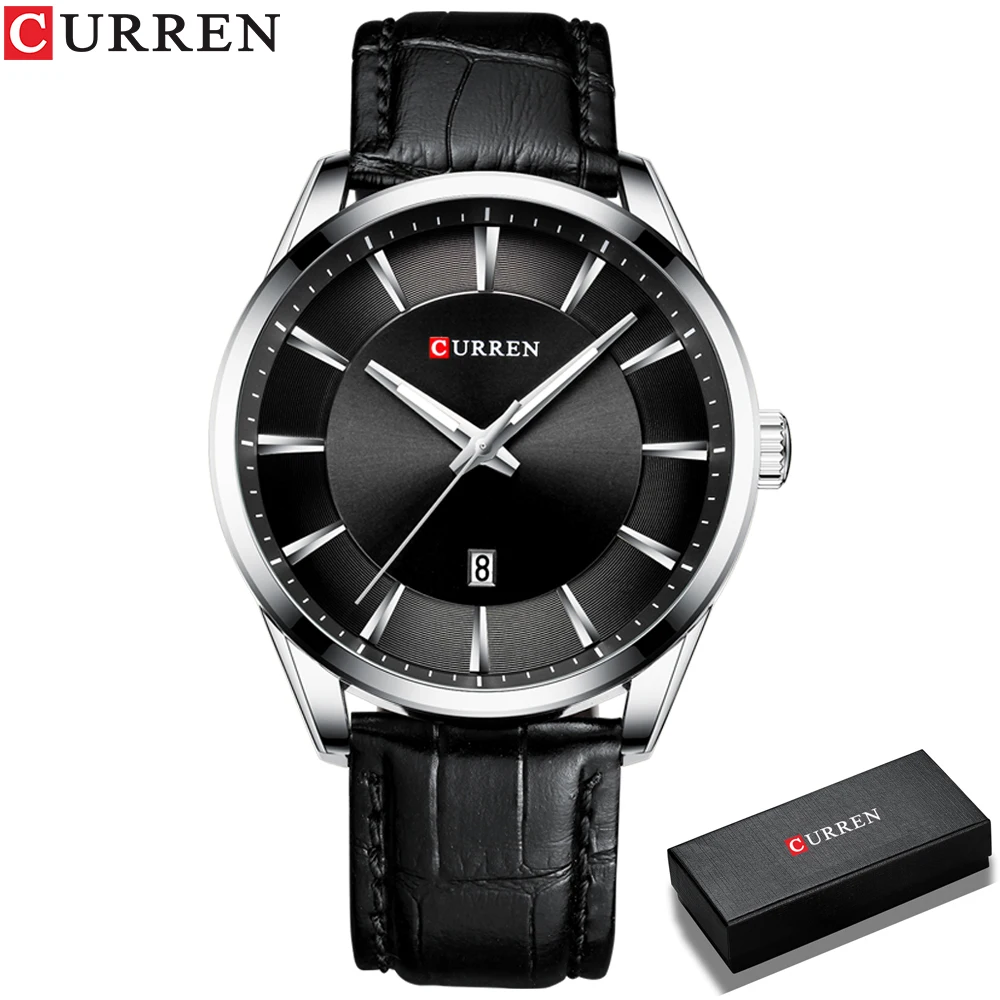 CURREN Quartz Watches for Men Leather Strap Male Wristwatches Top Luxury Brand Business Men\'s Clock 45 mm Reloj Hombres