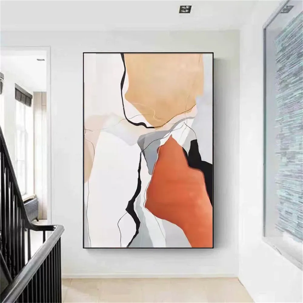 Abstract Home Decor Artwork Hand Painted Oil Painting Modern Geometric Texture Canvas Picture Hotel Living Room Decor Canvas Art