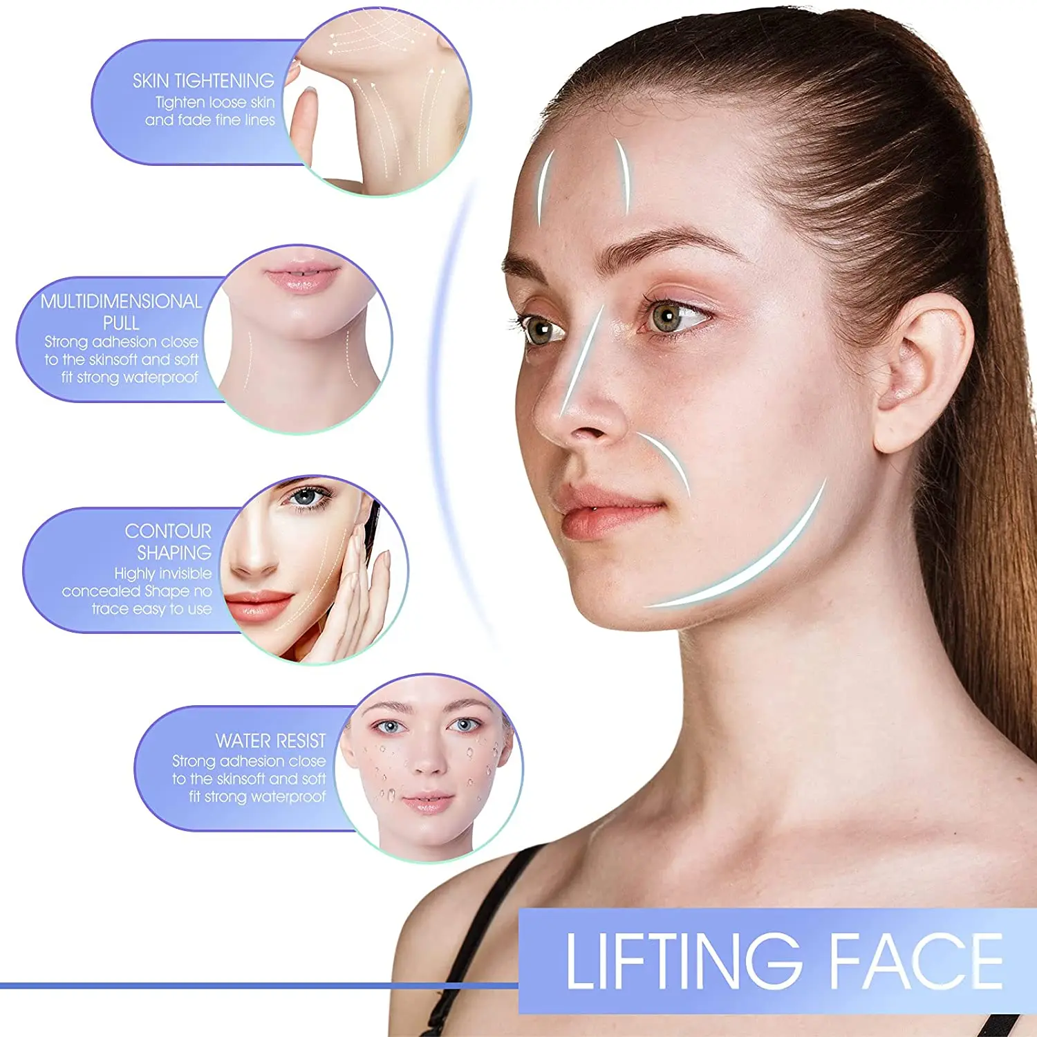 40Pcs/Set Makeup Invisible Face Stickers V-Shape Facial Line Wrinkle Sagging SkinFace Lift Up Chin Adhesive Tapes For Face