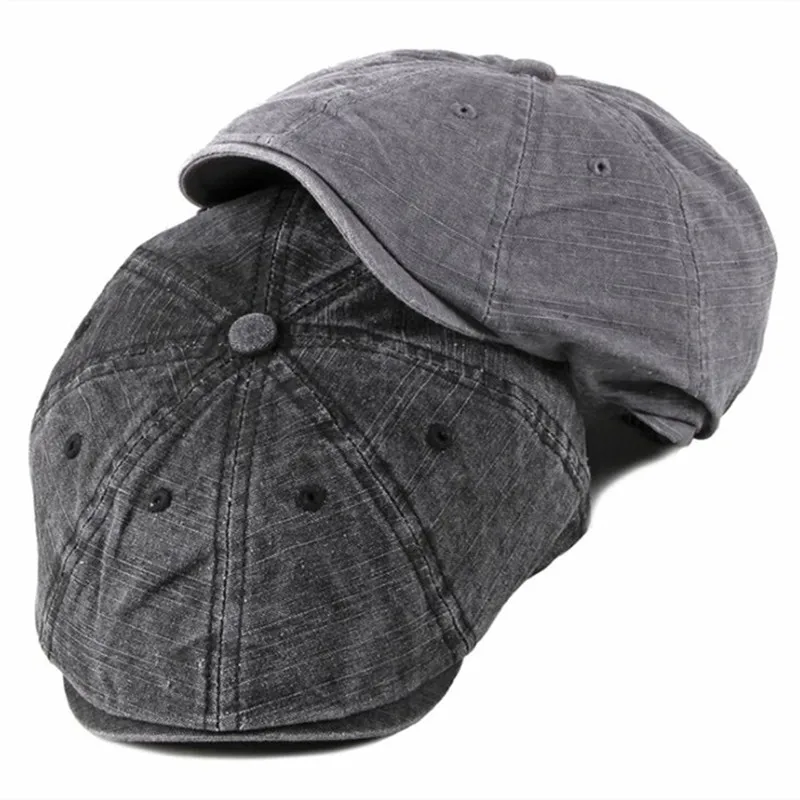 New Fashion Men\'s Casual Washed Cotton Newsboy Hat Baseball Cap Beret Hat Men Octagonal Caps Casquette Gorros