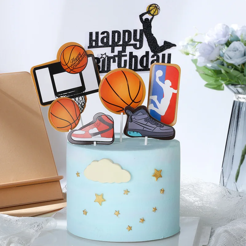 Basketball Cake Topper Football Shoes Kids Girl Happy Birthday Decoration Wedding Bride Party Baby Shower Cupcake Baking Decor