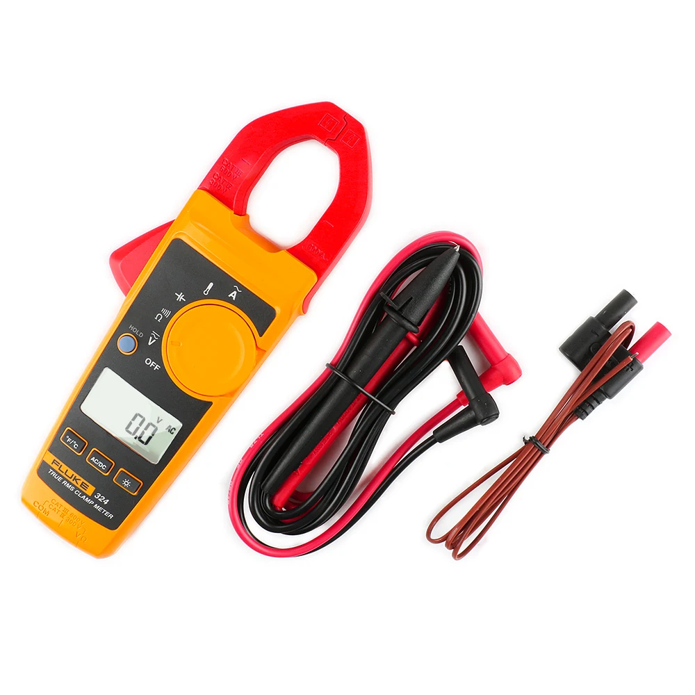 Fluke 324 40/400A AC, 600V AC/DC True-RMS Clamp Meter with Temperature, Capacitance Measurements and Carry Bag