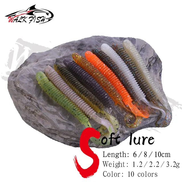 WALK FISH Fishing Wobblers Worm Jig Miękkie przynęty 6cm 8cm 10cm Zapach z solą Silikonowa sztuczna przynęta Swimbaits Bass Tackle